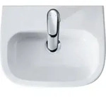 Duravit Handwaschbecken D-Code 45x34cm, m HL, &Uuml;L, Hahnlochbank, wei&szlig;
