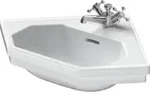 Duravit Eck-Handwaschbecken 1930 59,5x45cm, m HL, &Uuml;L, Hahnlochbank, wei&szlig;