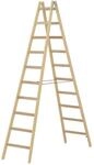 Hymer Holz-Sprossenstehleiter, beidseitig begehbar, 2x10 Sprossen