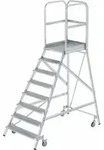 MUNK Aluminium-Podestleiter einseitig begehbar Aluminium geriffelt 8 Stufen