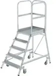 MUNK Aluminium-Podestleiter einseitig begehbar Aluminium geriffelt 5 Stufen