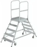 MUNK Aluminium-Podestleiter beidseitig begehbar Aluminium geriffelt 5 Stufen