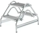 MUNK Aluminium-Arbeitspodest beidseitig begehbar Stahl-Gitterrost 2 x 2 Stufen