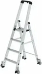 MUNK Aluminium-Stehleiter einseitig begehbar Rollen 1 x 4 Stufen