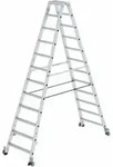 MUNK Aluminium-Stehleiter beidseitig begehbar Rollen 2 x 12 Stufen