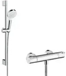 hansgrohe Brausesystem Crometta 650mm Brausestange, m Thermostat, wei&szlig;/chrom