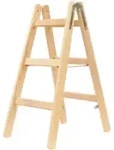 Hymer Holz-Sprossenstehleiter, beidseitig begehbar, 2x3 Sprossen