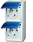 Busch-Jaeger Steckdose,senkrecht,2fach Klappdeckel,erh. Ber 20-02 EBW-53