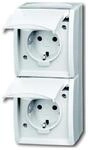 Busch-Jaeger Steckdose,senkrecht,2fach Klappdeckel,erh. Ber 20-02 EBW-54