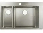 hansgrohe Einbausp&uuml;le S711-F655 180/450 735x480mm, 1 Haupt-/1 Zu.B, HL geb., ES