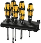 Wera 932 S/6 Schraubendrehersatz Kraftform Wera: Der Schraubmei&szlig;el + Rack, 6-teilig
