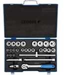 Gedore Steckschl&uuml;sselsatz, Set 28-teilig, 6-kant, 1/2 Zoll, 10-36mm, Werkzeug,