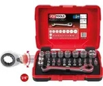 KS Tools 1/4" + 11 mm Durchgangs-Steckschl&uuml;ssel- und Bit-Satz, 31-tlg.