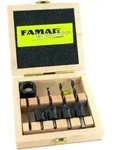 Bohrer-Senker-Satz 10tlg. Senk-D.16mm Spibo-D.3/4/5/6mm FAMAG i.Holzkassette