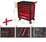KS Tools RACINGline SCHWARZ/ROT Werkstattwagen mit 7 Schubladen und 215