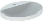 Geberit Einbauwaschtisch VariForm 60x48cm, m HLB, o &Uuml;, ov., US glas. / we.