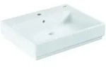 Grohe Aufsatzwaschtisch Cube Keramik 60cm, 1 HL m &Uuml;L, R&uuml;cks gla, alwe PureGua