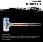 Halder Schonhammer SIMPLEX L.300mm Kopf-D.30mm HO Superplast.wei&szlig;/TPE-soft blau