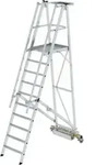 MUNK Aluminium-Podestleiter fahrbar klappbar schmaler Quertraverse 10 Stufen