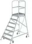 MUNK Aluminium-Podestleiter einseitig begehbar Aluminium geriffelt 7 Stufen