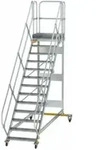 MUNK Aluminium-Plattformtreppe fahrbar 45&deg; 13 Stufen