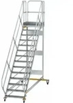 MUNK Aluminium-Plattformtreppe fahrbar 45&deg; 14 Stufen