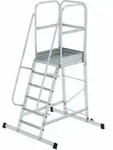 MUNK Aluminium-Podesttreppe einseitig begehbar fahrbar 6 Stufen