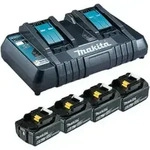 Makita Power Source Kit Li 18V 4x 6Ah Akkus + Doppelladeger&auml;t
