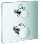 Grohe Fertigmontageset Grohtherm UP-Brausethermostat, m 2-W.-Umstg., eck., chr