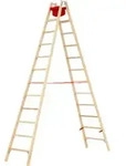 Hymer Holz-Stufenstehleiter, beidseitig begehbar, 2x12 Stufen