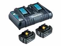 Makita Power Source Kit Li 18V 2x 4Ah Akkus + Doppelladegerät
