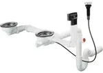 hansgrohe Ab- u. &Uuml;berlaufgarnitur D17-11 autom., f&uuml;r Doppelbecken Granit, chrom