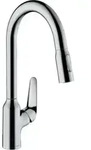 hansgrohe Sp&uuml;ltisch-Einhebelmischer 220 Focus M42 mit Ausziehbrause, 2jet, chrom
