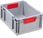 Allit Transportstapelbeh&auml;lter L400xB300xH170mm grau PP geschlossener Griff rot