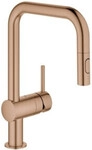 Grohe Sp&uuml;ltisch-Einhebelmischer Minta warm ss g, herausz. Dual-Brause, U-Ausl.