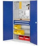 Kappes Schubladenschrank RasterPlan RAL 7035/5010 Mod. 14 T&uuml;r innen Lochplatten
