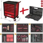 KS Tools RACINGline SCHWARZ/ROT Werkstattwagen mit 7 Schubladen und 598