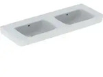 Geberit Doppelwaschtisch Renova Plan 130x48cm, o. Hahnl., m &Uuml;L, wei&szlig; KeraTect