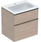 Geberit M&ouml;bel-Waschtischset iCon 60x63x48cm, wei&szlig;, Eiche, Griff lava matt