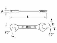 KS Tools Doppelmaulschlüssel,15°+75° 3,2mm