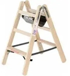 Munk Stufen-Stehleiter aus Holz, beidseitig begehbar, 2x3 Stufen