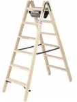 Munk Stufen-Stehleiter aus Holz, beidseitig begehbar, 2x6 Stufen