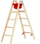 Hymer Holz-Stufenstehleiter, beidseitig begehbar, 2x5 Stufen