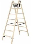 Munk Stufen-Stehleiter aus Holz, beidseitig begehbar, 2x7 Stufen