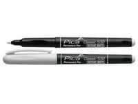 Pica Permanentmarker Classic weiß Strich-B.1-2mm Stift m.Clip