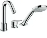 hansgrohe Fertigmontageset Logis 3-Loch-Wannenrand-Einhebelmischer, chrom