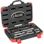 VIGOR Innenvierkant Antrieb 12,5 = 1/2 Zoll Steckschl&uuml;ssel-Satz V2460N ∙ Vierkant