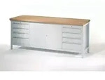 Pavoy Werkbank, 2000x700x900 mm, 2 Schubladenbl&ouml;cke, 1 Schrank, RAL 7035