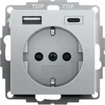 Gira Steckdose USB 245926 Aluminium Typ F 16A 250V Safety Plus