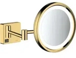 hansgrohe Rasierspiegel AddStoris m LED, Wandmontage, polished gold optic